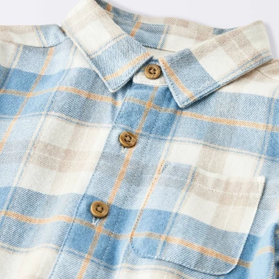 Baby Boys' Flannel Button-Down Top & Pants Set - Cloud Island™ Blue 4 Baby Boys' Flannel Button-Down Top & Pants Set - Cloud Island™ Blue - Image 2