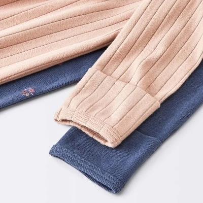 Baby Girls' 2pk Cozy Wide Ribbed Floral Sleep N' Play - Cloud Island™ Pink/Blue 5 Baby Girls' 2pk Cozy Wide Ribbed Floral Sleep N' Play - Cloud Island™ Pink/Blue - Image 3