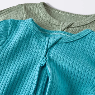 Baby 2pk Basic Wide Rib Romper - Cloud Island™ Green 4 Baby 2pk Basic Wide Rib Romper - Cloud Island™ Green - Image 2
