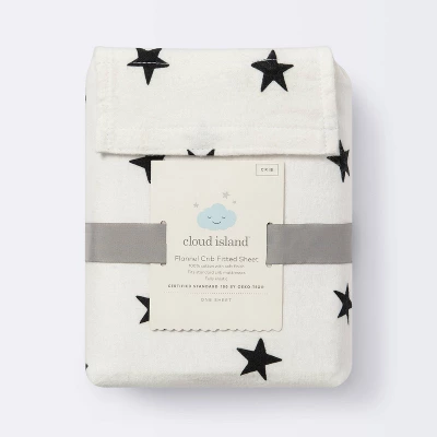Flannel Fitted Crib Sheet Stars - Cloud Island™ - Cream/Black 6 Flannel Fitted Crib Sheet Stars - Cloud Island™ - Cream/Black - Image 4