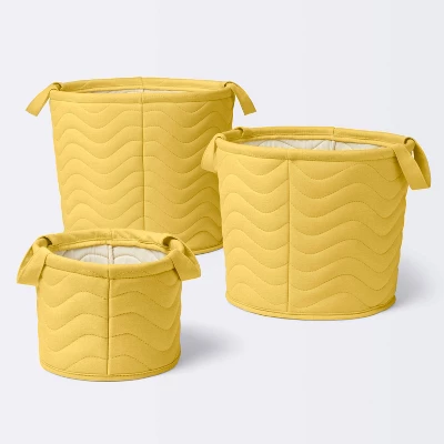 Quilted Fabric Large Round Storage Basket - Yellow - Cloud Island™ 5 Quilted Fabric Large Round Storage Basket - Yellow - Cloud Island™ - Image 3