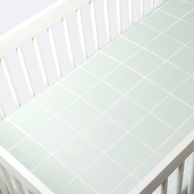 Fitted Crib Sheet - Cloud Island™ Mint Windowpane 4 Fitted Crib Sheet - Cloud Island™ Mint Windowpane - Image 2