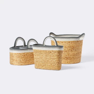 Wall Hanging Natural Woven Basket With Coiled Rope Handle - Cloud Island™ 5 Wall Hanging Natural Woven Basket With Coiled Rope Handle - Cloud Island™ - Image 3