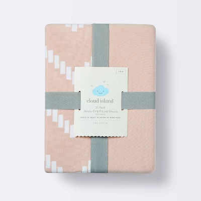 Jersey Fitted Crib Sheet - Pink Chevron And Solid Heirloom - Pink - 2pk - Cloud Island™ 5 Jersey Fitted Crib Sheet - Pink Chevron And Solid Heirloom - Pink - 2pk - Cloud Island™ - Image 3
