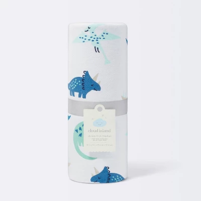 Jersey Knit Reversible Faux Fur Blanket Dinos - Cloud Island™ Blue/Green 5 Jersey Knit Reversible Faux Fur Blanket Dinos - Cloud Island™ Blue/Green - Image 3