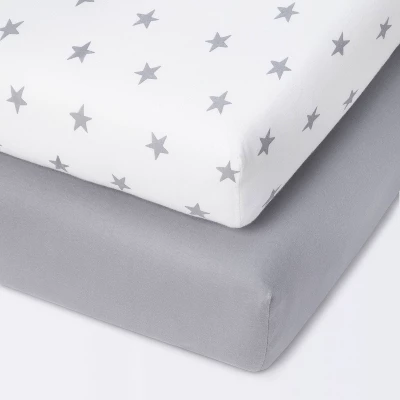 Fitted Mini Crib Jersey Sheet - Cloud Island™ Star/Gray 2pk 5 Fitted Mini Crib Jersey Sheet - Cloud Island™ Star/Gray 2pk - Image 3