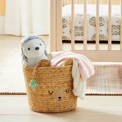 Braided Water Hyacinth Tapered Floor Basket Sleepy Bear - Cloud Island™ 3 Braided Water Hyacinth Tapered Floor Basket Sleepy Bear - Cloud Island™