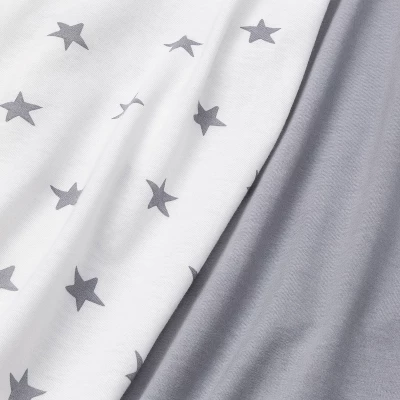 Fitted Play Yard Jersey Sheet Scatter Star And Solid Gray - Cloud Island™ 2pk 3 Fitted Play Yard Jersey Sheet Scatter Star And Solid Gray - Cloud Island™ 2pk