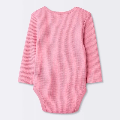 Baby Girls' 3pk Long Sleeve Waffle Bodysuit - Cloud Island™ Pink 3 Baby Girls' 3pk Long Sleeve Waffle Bodysuit - Cloud Island™ Pink