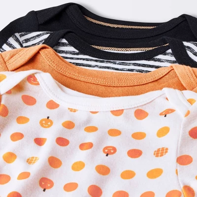 Baby 4pk Halloween Long Sleeve Bodysuit - Cloud Island™ Orange 4 Baby 4pk Halloween Long Sleeve Bodysuit - Cloud Island™ Orange - Image 2