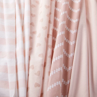 Flannel Baby Blanket - Pink Hearts And Chevron - Cloud Island™ 4 Flannel Baby Blanket - Pink Hearts And Chevron - Cloud Island™ - Image 2