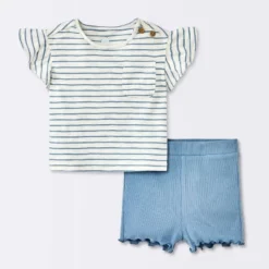 Baby Girls' 2pc Striped Pocket T-Shirt & Bike Shorts Set - Cloud Island™ Blue 9 Baby Girls' 2pc Striped Pocket T-Shirt & Bike Shorts Set - Cloud Island™ Blue -Target GUEST 25d839b8 9c77 492e 932a a0f5cbad0036