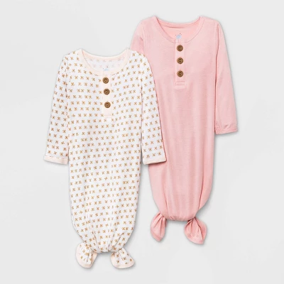 Baby Girls' 2pk Modal Tie NightGown - Cloud Island™ Pink 6 Baby Girls' 2pk Modal Tie NightGown - Cloud Island™ Pink - Image 4