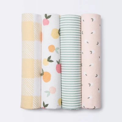 Flannel Baby Blankets Citrus - Cloud Island™ 4pk 5 Flannel Baby Blankets Citrus - Cloud Island™ 4pk - Image 3