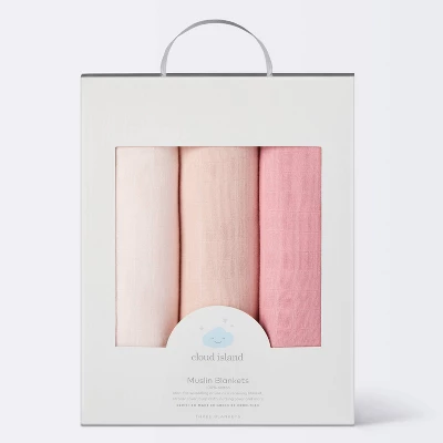 Muslin Swaddle Baby Blanket - Pink Solids - 3pk - Cloud Island™ 5 Muslin Swaddle Baby Blanket - Pink Solids - 3pk - Cloud Island™ - Image 3