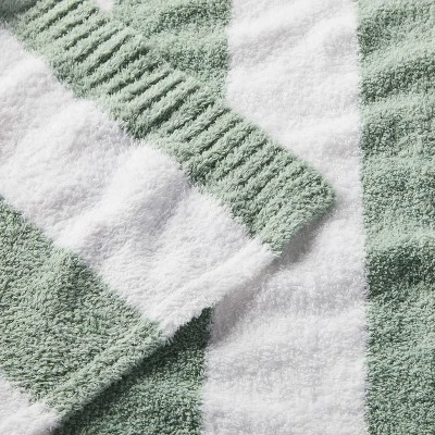 Chenille Stripe Baby Blanket - Green And White Stripe - Cloud Island™ 4 Chenille Stripe Baby Blanket - Green And White Stripe - Cloud Island™ - Image 2