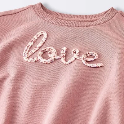 Baby Girls' Love Sweatshirt Romper - Cloud Island™ Pink 4 Baby Girls' Love Sweatshirt Romper - Cloud Island™ Pink - Image 2