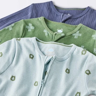 Baby Boys' 3pk Bears Tight Fit Sleep N' Play - Cloud Island™ Blue/Green 4 Baby Boys' 3pk Bears Tight Fit Sleep N' Play - Cloud Island™ Blue/Green - Image 2