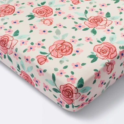Cotton Fitted Crib Sheet - Large Floral Blooms - Cloud Island™ 6 Cotton Fitted Crib Sheet - Large Floral Blooms - Cloud Island™ - Image 4
