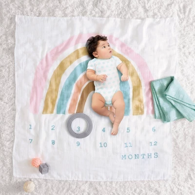 Muslin Blanket With Felt Frame Rainbow - Cloud Island™ 3 Muslin Blanket With Felt Frame Rainbow - Cloud Island™