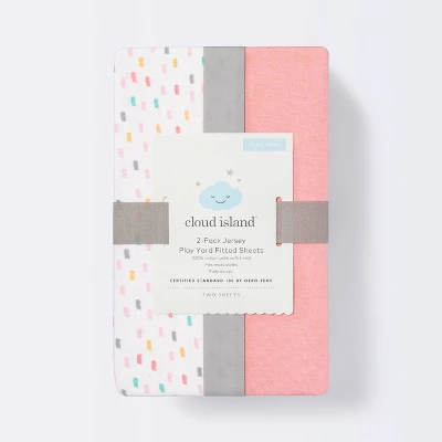 Fitted Play Yard Jersey Sheet - Cloud Island™ Confetti/Coral 2pk 4 Fitted Play Yard Jersey Sheet - Cloud Island™ Confetti/Coral 2pk - Image 2