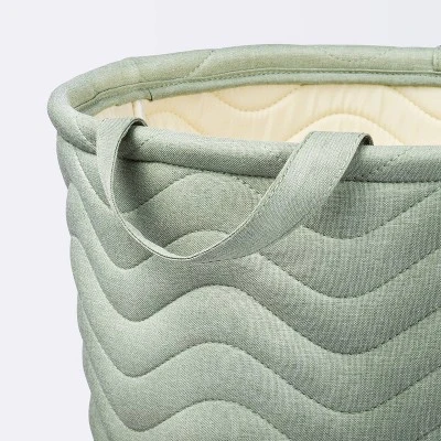 Quilted Fabric Large Round Storage Basket - Green - Cloud Island™ 4 Quilted Fabric Large Round Storage Basket - Green - Cloud Island™ - Image 2