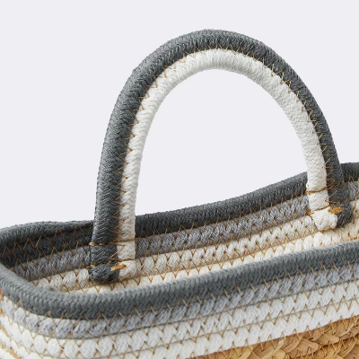 Wall Hanging Natural Woven Basket With Coiled Rope Handle - Gray - Cloud Island™ 4 Wall Hanging Natural Woven Basket With Coiled Rope Handle - Gray - Cloud Island™ - Image 2