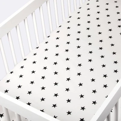 Flannel Fitted Crib Sheet Stars - Cloud Island™ - Cream/Black 4 Flannel Fitted Crib Sheet Stars - Cloud Island™ - Cream/Black - Image 2