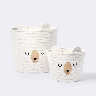 Small Tapered Round Coiled Rope Round Basket Sleepy Bear - Cloud Island™ 5 Small Tapered Round Coiled Rope Round Basket Sleepy Bear - Cloud Island™ - Image 3