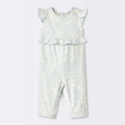 Baby Girls' Long Leg Floral Romper - Cloud Island™ Blue -Target GUEST 3c8b5624 8490 49a1 a680 d45fcf92e050