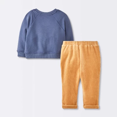 Baby Boys' 2pc Fox Sweatshirt & Corduroy Pants Set - Cloud Island™ Navy Blue 3 Baby Boys' 2pc Fox Sweatshirt & Corduroy Pants Set - Cloud Island™ Navy Blue