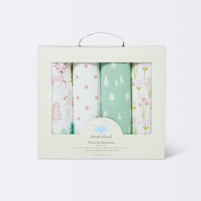 Flannel Baby Blankets Forest Frolic 4pk - Cloud Island™ Pink 4 Flannel Baby Blankets Forest Frolic 4pk - Cloud Island™ Pink - Image 2