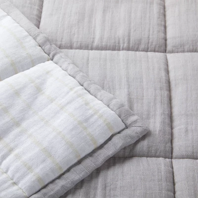 Muslin Quilt Baby And Toddler Blanket - Gray - Cloud Island™ 4 Muslin Quilt Baby And Toddler Blanket - Gray - Cloud Island™ - Image 2
