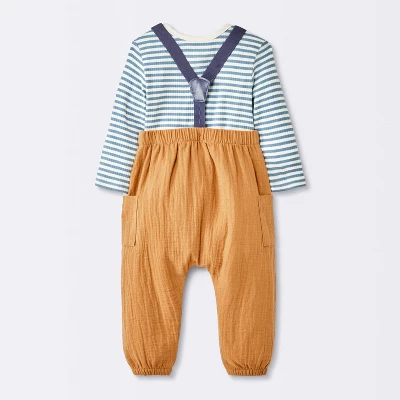 Baby Boys' 2pc Striped Suspender Top & Bottom Set - Cloud Island™ Blue 3 Baby Boys' 2pc Striped Suspender Top & Bottom Set - Cloud Island™ Blue