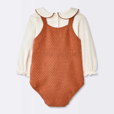 Baby Girls' 2pc Sweater Romper Set - Cloud Island™ Brown 3 Baby Girls' 2pc Sweater Romper Set - Cloud Island™ Brown