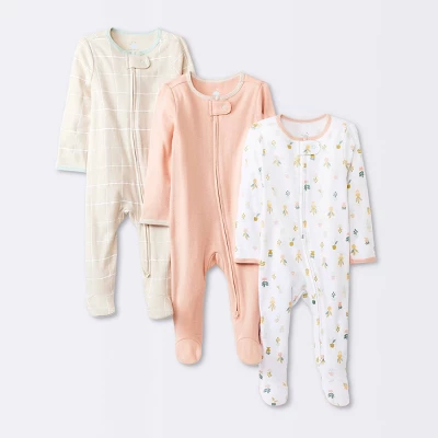 Baby Girls' 3pk Tight Fit Zip-Up Sleep N' Play - Cloud Island™ 7 Baby Girls' 3pk Tight Fit Zip-Up Sleep N' Play - Cloud Island™ - Image 5