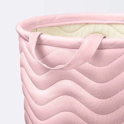 Quilted Fabric Large Round Storage Basket - Light Pink - Cloud Island™ 4 Quilted Fabric Large Round Storage Basket - Light Pink - Cloud Island™ - Image 2