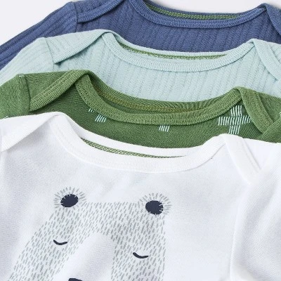 Baby Boys' 4pk Bear Long Sleeve Bodysuits - Cloud Island™ Ivory/Blue/Green 4 Baby Boys' 4pk Bear Long Sleeve Bodysuits - Cloud Island™ Ivory/Blue/Green - Image 2