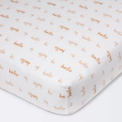 Flannel Fitted Crib Sheet Hello Script - Cloud Island™ 7 Flannel Fitted Crib Sheet Hello Script - Cloud Island™ - Image 5
