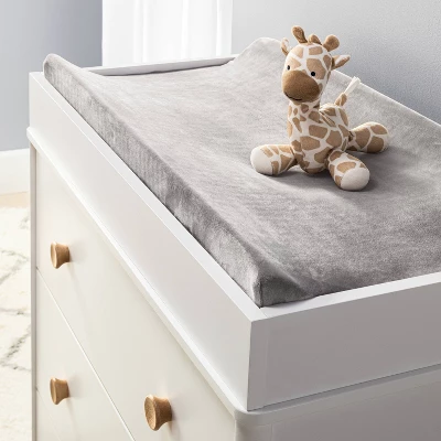 Velvet Polyester Spandex Changing Pad Cover - Dark Gray - Cloud Island™ 3 Velvet Polyester Spandex Changing Pad Cover - Dark Gray - Cloud Island™