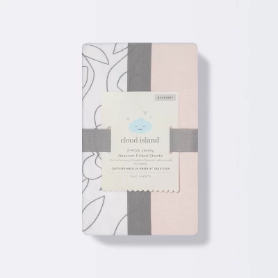 Jersey Bassinet Sheet 2pk - Cloud Island™ Floral And Solid Light Pink 5 Jersey Bassinet Sheet 2pk - Cloud Island™ Floral And Solid Light Pink - Image 3