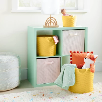 Quilted Fabric Large Round Storage Basket - Yellow - Cloud Island™ 3 Quilted Fabric Large Round Storage Basket - Yellow - Cloud Island™