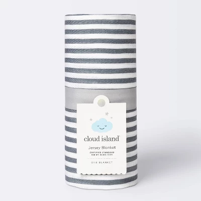 Jersey Swaddle Blanket Stripe - Cloud Island™ White/Gray 4 Jersey Swaddle Blanket Stripe - Cloud Island™ White/Gray - Image 2
