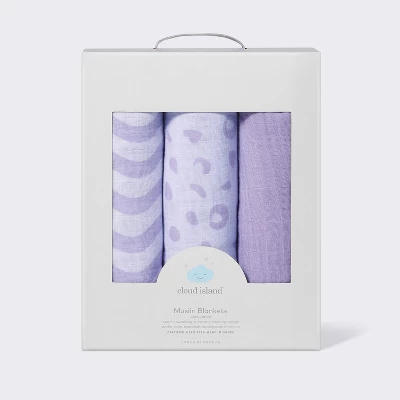 Muslin Swaddle Baby Blanket - Leopard - 3pk - Cloud Island™ 5 Muslin Swaddle Baby Blanket - Leopard - 3pk - Cloud Island™ - Image 3