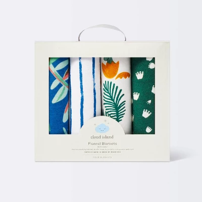 Flannel Baby Blanket Dino-snore - Cream/Blue/Green - 4pk - Cloud Island™ 4 Flannel Baby Blanket Dino-snore - Cream/Blue/Green - 4pk - Cloud Island™ - Image 2