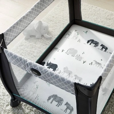 Fitted Play Yard Jersey Sheet 2pk - Cloud Island™ Two By Two Animals And Solid Gray 3 Fitted Play Yard Jersey Sheet 2pk - Cloud Island™ Two By Two Animals And Solid Gray