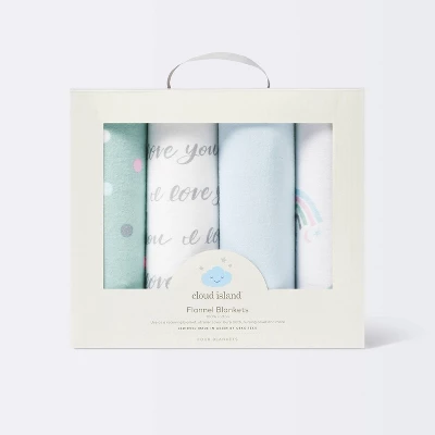Flannel Baby Blankets I Love You To The Moon And Back - 4pk - Cloud Island™ 4 Flannel Baby Blankets I Love You To The Moon And Back - 4pk - Cloud Island™ - Image 2