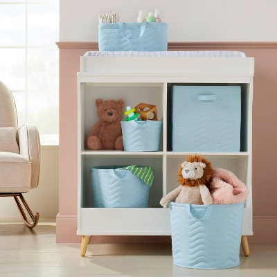 Quilted Fabric Small Round Storage Basket - Blue - Cloud Island™ 3 Quilted Fabric Small Round Storage Basket - Blue - Cloud Island™