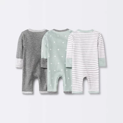 Baby 3pk Basic Romper - Cloud Island™ Gray Preemie 3 Baby 3pk Basic Romper - Cloud Island™ Gray Preemie