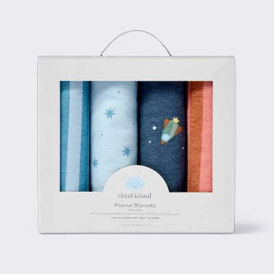 Flannel Baby Blankets - Space - 4pk - Cloud Island™ 5 Flannel Baby Blankets - Space - 4pk - Cloud Island™ - Image 3